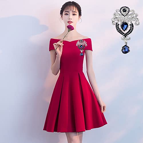 seven wolves Women Crystal Bouquet Brooch Pin All-Match Accessories Rhinestone Brooches and Pins - color: Dark Blue B