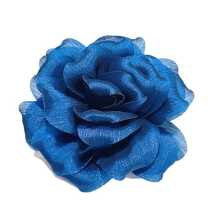 Flash Camellia Flower Brooch Pin for Women Men Elegant Texture Fabric Dahlia Rose Floral Brooches Lapel Pins Dainty Wedding Holiday Party Costume Dress Accessories Jewelry - color: Navy