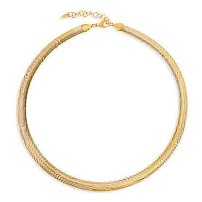 Jean Beau Gold Choker Necklace for Women, Simple 18K Gold Plated Adjustable Link Chain Prom Jewelry Gifts - color: Gold snake