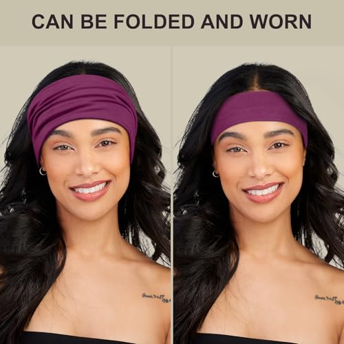 DiyJibb Headbands for Women, 7PCS Wide Cloth Hair Bands for Workout, Yoga, Skincare & Daily Wear, Soft & Stretchy - color: Grey, black, magenta, red, white, light blue, cyan