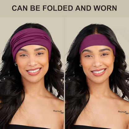 DiyJibb Headbands for Women, 7PCS Wide Cloth Hair Bands for Workout, Yoga, Skincare & Daily Wear, Soft & Stretchy - color: Grey, black, magenta, red, white, light blue, cyan
