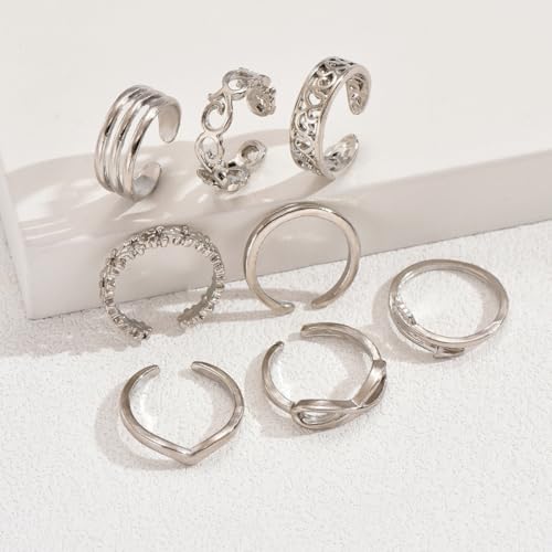 6pcs Gold Toe Rings for Women Adjustable Band Rings Open Toe Ring Set Beach Foot Jewelry Adjustable - style: silver