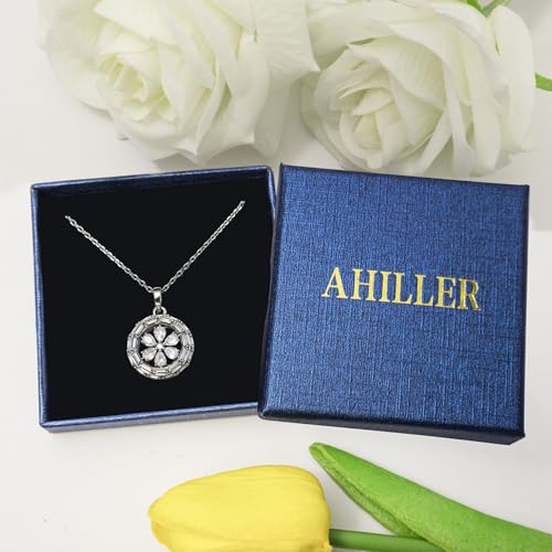Ahiller Women's Necklace, Dainty Pendant Choker, Adjustable Chain | Heart Initial & Round Pendants, Daily Necklace,17-21" Adjustable Necklaces, Trendy Minimalist Jewelry, Stainless Steel Chain - color: ZF-Silver, style: Other Shapes - Multi-Color