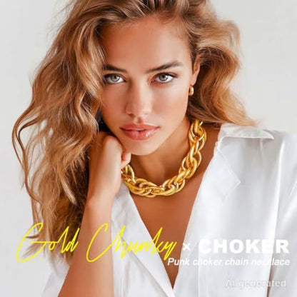 ACEDRE Chunky Gold Chain Necklaces Thick Link Choker Necklace for Women | Statement Cuban Link Necklaces Fashion Party Punk Jewelry