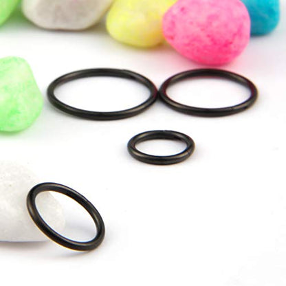 4Pcs 16G 18G 20G Surgical-Steel-Piercing-Ring-Nose-Rings-Hinged-Hoop-Earrings,6mm 8mm 10mm 12mm Seamless Stainless Steel Clicker Eyebrow Septum Piercing Hoop,Sliver Black Gold Rose Gold Rainbow Body Jewelry Set - color: 18G Black