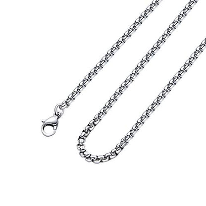 Square Rolo Chain Necklace Stainless Steel Round Box Necklace for Men & Women - size: 20 Inches, style: 2 mm Wide