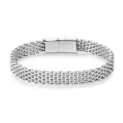 Mens Bracelet-Stainless Steel Magnetic Clasp Franco Chain Bracelets for Men - color: C - Steel color