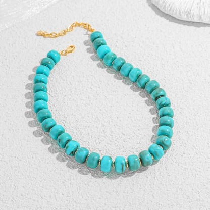 Chunky Beaded Necklace for Women Trendy Multicolor Resin Beads Choker Necklaces Boho Summer Statement Necklace Chunky Heart Jewelry - color: Bead necklace-turquoise