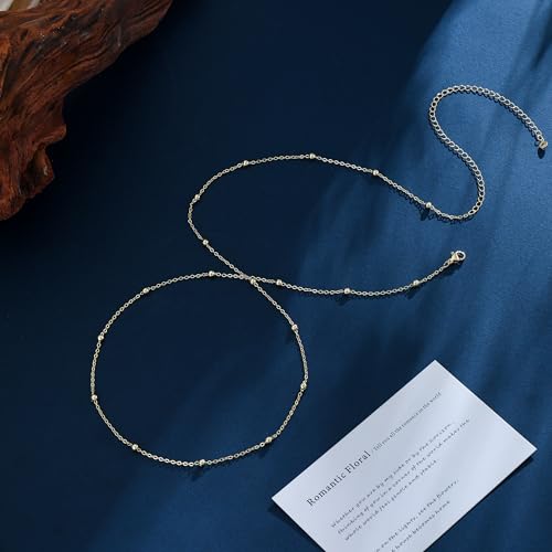 Waist Chain for Women 14K Gold/Silver Plated Body Chain Beads Link Belly Chains Belly Belt Waist Beads Chains Adjustable Sexy Bikini Body Jewelry Daily Belts Gifts for Women - style: Waist Beads-GD