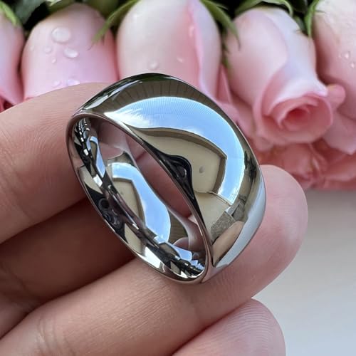 TUTISS 4mm 6mm 8mm 10mm Silver/Gold/White Tungsten Rings for Men Women Couple Fashion Jewelry Anniversary Engagement Wedding Bands Domed Polished I Love You Engraved Comfort Fit - color: 10mm Tungsten I Love You