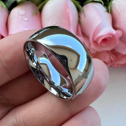 TUTISS 4mm 6mm 8mm 10mm Silver/Gold/White Tungsten Rings for Men Women Couple Fashion Jewelry Anniversary Engagement Wedding Bands Domed Polished I Love You Engraved Comfort Fit - color: 10mm Tungsten I Love You