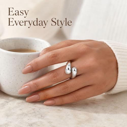 Roe Dolph Chunky Gold Rings for Women Stackable Statement Ring Set | Mixed sculptural shapes and polished surfaces create bold stacking combinations for parties dinners and everyday outfits - color: B2