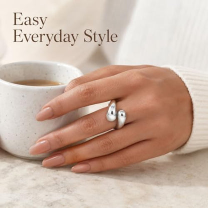 Roe Dolph Chunky Gold Rings for Women Stackable Statement Ring Set | Mixed sculptural shapes and polished surfaces create bold stacking combinations for parties dinners and everyday outfits - color: B2