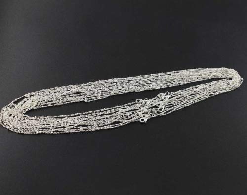 Wholesale 12PCS Silver Plated Brass Curb Chain Satellite Beaded Chains | Bulk for Jewelry Making (30 Inch(1.5mm)) - color: Silver, size: 30 inch-1.5mm