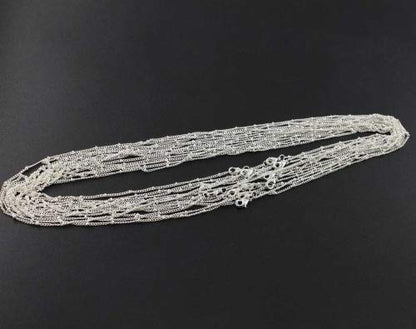 Wholesale 12PCS Silver Plated Brass Curb Chain Satellite Beaded Chains | Bulk for Jewelry Making (30 Inch(1.5mm)) - color: Silver, size: 30 inch-1.5mm