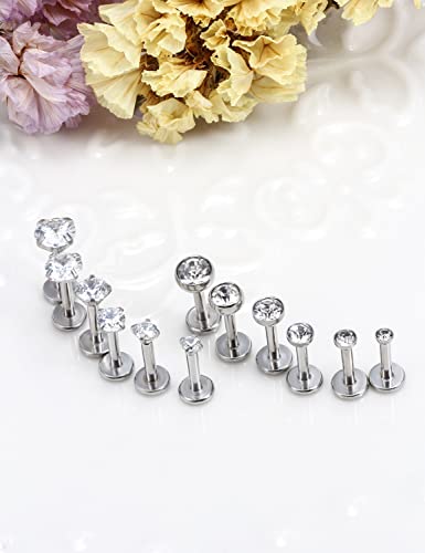 16G Lip Rings Stainless Steel Tragus Helix Conch Piercing Jewelry Snake Bite Piercing Monroe Lip Rings Labret Medusa Cartilage Lobe Earrings Piercing Jewelry CZ 2MM 2.5MM 3MM 3.5MM 4MM 4.5MM - color: 6MM-Silver,2mm/2.5mm/3mm/3.5mm/4mm/4.5mm