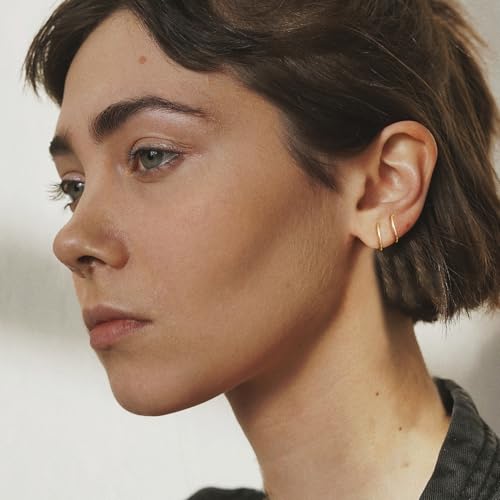 Sterling Silver Double Twist Hoop Earrings Tiny Spiral Second Hole Earrings Cartilage Double Hoop Piercing Earrings for Women Trendy -Silver & Gold - color: Gold