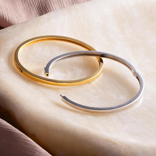 Bangle Bracelets for Women, Dainty Delicate Stacking CZ Diamond Bracelet, 18K Gold Plated Silver, Gold Jewelry, Mother’s Day Gifts for Mom - style: 04-Silver Classic Bangle