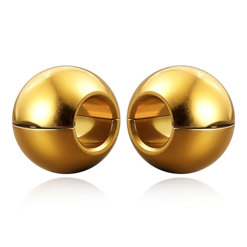 1 pair 9g ear weight Classic Spheres, Hypoallergenic 316 Stainless Steel Ear Weights Plugs Tunnels Gauges for Ear Body Jewelry Women Men - color: Gold for Ear Lobe in 12mm+ (1/2") or Large