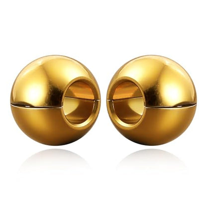 1 pair 9g ear weight Classic Spheres, Hypoallergenic 316 Stainless Steel Ear Weights Plugs Tunnels Gauges for Ear Body Jewelry Women Men - color: Gold for Ear Lobe in 12mm+ (1/2") or Large