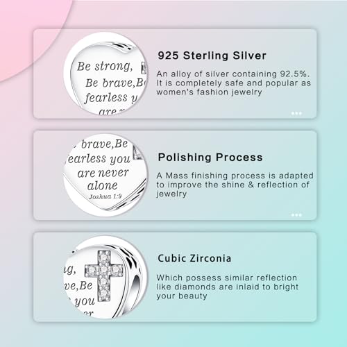 LUXILLA Love You Best Friend Grandma Wife Heart Charm 925 Sterling Silver Charms Fit for Bracelets Necklace Jewelry Gift for Women - color: Be strong,Be brave Charm