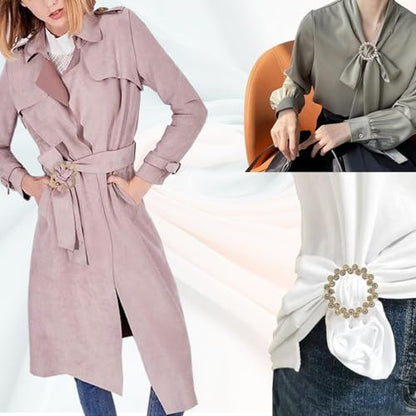 10PCS Silk Scarf Ring Shirt Clips Button Covers for Women Blouses | 7 Styles Metal Button Covers Scarf Rings for Women Clothes,Round Circle Clip Gold Buckle Clothes Corner Knotted Button Cuffs