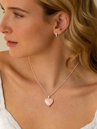 U7 Women Locket Necklace, Heart Photo Lockets Hold Picture, Gift Box Packed | Gold/Silver/Rose Locket Charm, Custom Picture and Engravement Heart Pendant, 20" Chain, Personalized Gift for Mom Wife Friend - color: 01# Rose Gold Heart