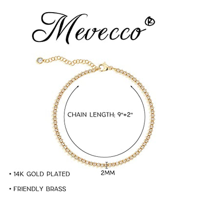 MEVECCO Anklet for Women Gold Chain 14K Gold Plated Dainty Boho Beach Summer Simple Foot Jewelry Ankle Bracelet - style: CZ Horse eye