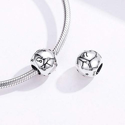 Constellation Charm 925 Sterling Silver Birthstone Bead for Pandora Charms Bracelet-Gift for Anniversary Birthday Christmas Day - color: Leo （7.23-8.22）
