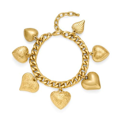 Gold & Silver Heart Chain Link Bracelets For Women - color: AMZ-SL22348A