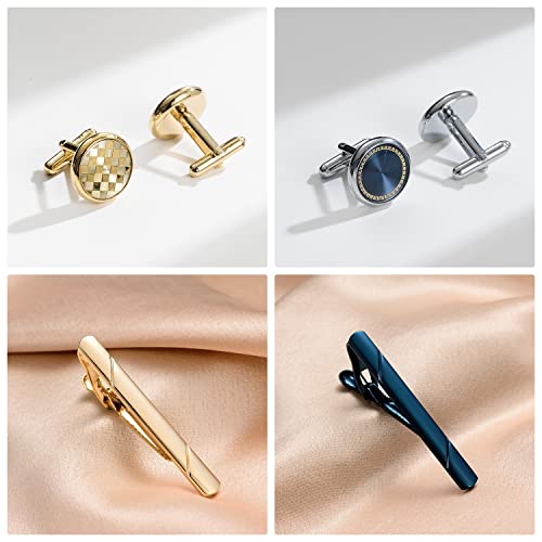wynameleri Cufflink and Tie Clip Set for Men, 12 PCS Necktie Bars and Cuff Links Formal Business Dress Shirts Buttons Case Packed - color: T0408017