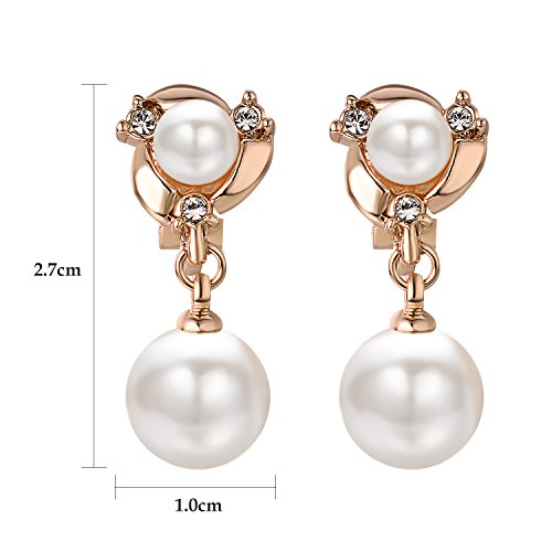 Yoursfs Pearl Dangle Clip On Earrings for Women Vintage Faux Pearl Earrings Non Pierced Crystal Earring - style: Pearl Vintage Dangle Clip On Earrings