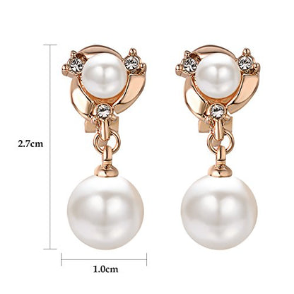 Yoursfs Pearl Dangle Clip On Earrings for Women Vintage Faux Pearl Earrings Non Pierced Crystal Earring - style: Pearl Vintage Dangle Clip On Earrings