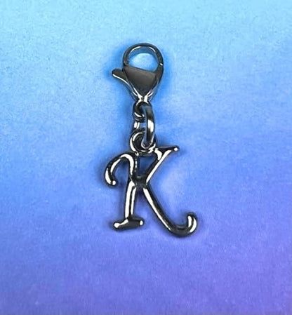 Initial Italic Cursive Stainless Steel Clasp Clip on Charm Graduation Cap Tassel Event Party Invitation Card Baby Shower Birthday Thank You Celebration Personalized Congratulations Choice of 26 Letters - style: Letter K