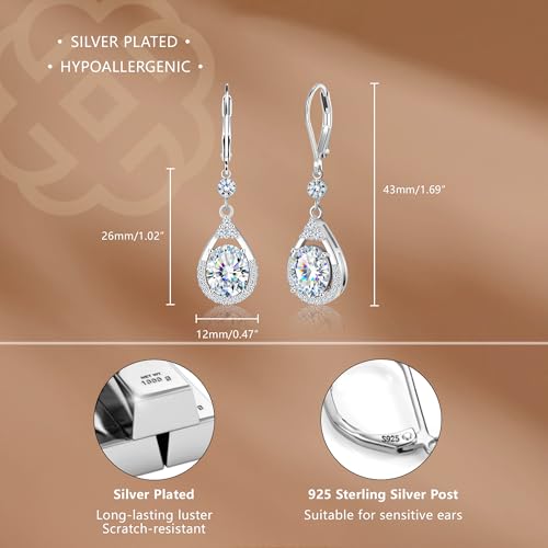 Silver Dangle Double Hoop Earrings For Women Paperclip Link Earring | Drop Small Silver Earrings Square Huggie Paperclip Dangly Hoop Silver Hoops Earrings Jewelry - color: Silver TearDrop