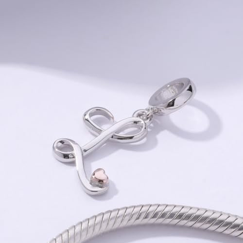 Letter Charms for Pandora Bracelets 925 Sterling Silver Alphabet Initial Charms Bead Jewelry Gift for Women - style: Initial L