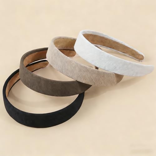 4 Pack Wide Padded Headbands Solid Non Slip Hair Bands for Women | Soft inner padding, matte solid color, fits all hairstyles, holds hair tight, ideal for makeup, washing face, &daily wear