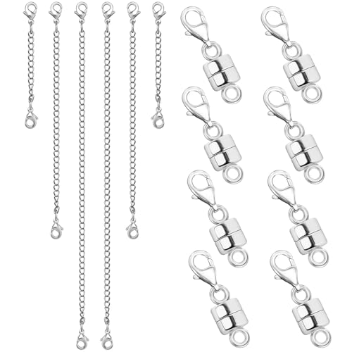 Necklace Extenders for Women and Magnetic Necklace Clasp, Silver Chain Extender for Jewelry Bracelet Anklet - color: 14Pcs Silver