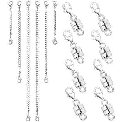 Necklace Extenders for Women and Magnetic Necklace Clasp, Silver Chain Extender for Jewelry Bracelet Anklet - color: 14Pcs Silver