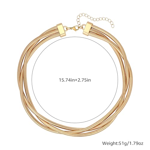 Chunky Gold Necklace Wrap Gold Choker Necklace for Women Gold Statement Necklace Lightweight Non-Tarnish Silver/Gold Collar Necklace Valentines Day Gifts for Her - color: Gold, style: Twisted Snake Choker