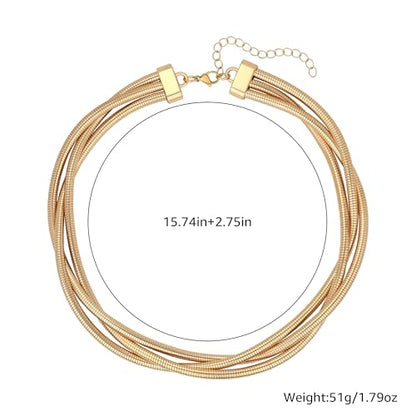 Chunky Gold Necklace Wrap Gold Choker Necklace for Women Gold Statement Necklace Lightweight Non-Tarnish Silver/Gold Collar Necklace Valentines Day Gifts for Her - color: Gold, style: Twisted Snake Choker