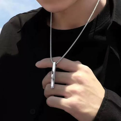 FANASY Natural Gemstone Pendant Necklace for Men Healing Crystal Pendant Adjustable Black Rope Necklace Jewelry Gifts for Women Men - color: Steel