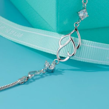 925 Sterling Silver Bracelets for Women Adjustable Love Heart Charm Chain Bracelets Fashion Jewelry Valentine's Day Gifts for Your Lover - color: 3-Silver
