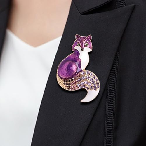 6 PCS Fox Brooch Pins Elegant Enamel Rhinestone Crystal Color Animal Brooches Pin Fashion Set for Women