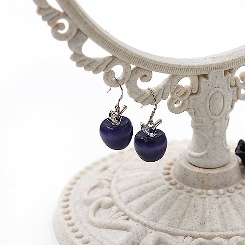 Uloveido Apple Necklace and Earrings Set for Women Cute Apple Jewelry Set for Teacher Mom YL007 - color: Purple