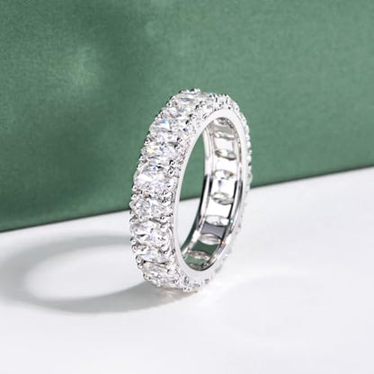 Moissanite Eternity Ring, S925 Sterling Silver Wedding Band for Women - style: Star Prism Eternity Band