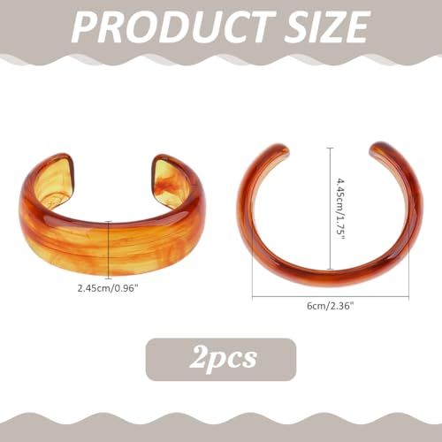 2Pcs Acrylic Cuff Bracelet Opaque Chunky Cuff Bangle Bracelets for Women Irregular Large Bracelets Fashion Open Geometric Wide Bracelet for Lady Holiday Charm Jewelry Gift - color: Saddle Brown