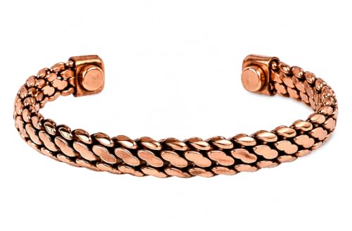 Touchstone Copper bracelet Tibetan style. Hand forged with solid and high gauge pure copper. Elegant weave pattern. - style: Braided 6