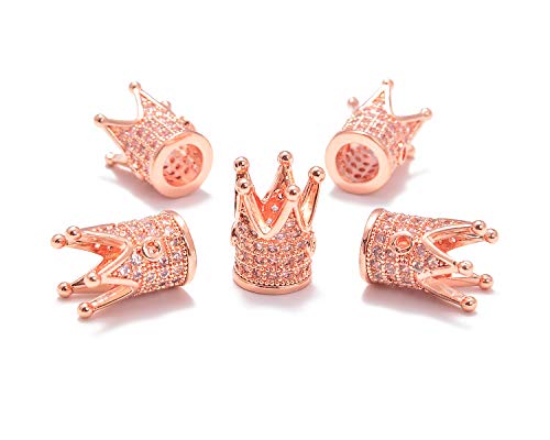 AD Beads Zircon Pave Rhinestones Crown Big Hole Bracelet Connector Spacer Beads (10pcs Mixed Color Crown (9x12mm)) - color: 10pcs Mixed Color Crown (9x12mm)