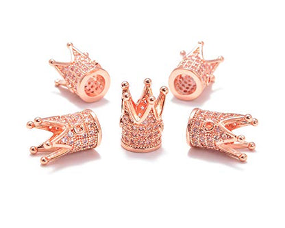 AD Beads Zircon Pave Rhinestones Crown Big Hole Bracelet Connector Spacer Beads (10pcs Mixed Color Crown (9x12mm)) - color: 10pcs Mixed Color Crown (9x12mm)